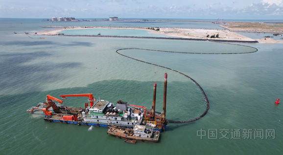 中国石化广西北海炼化5万吨级石化码头工程疏浚吹填试验区施工顺利完成